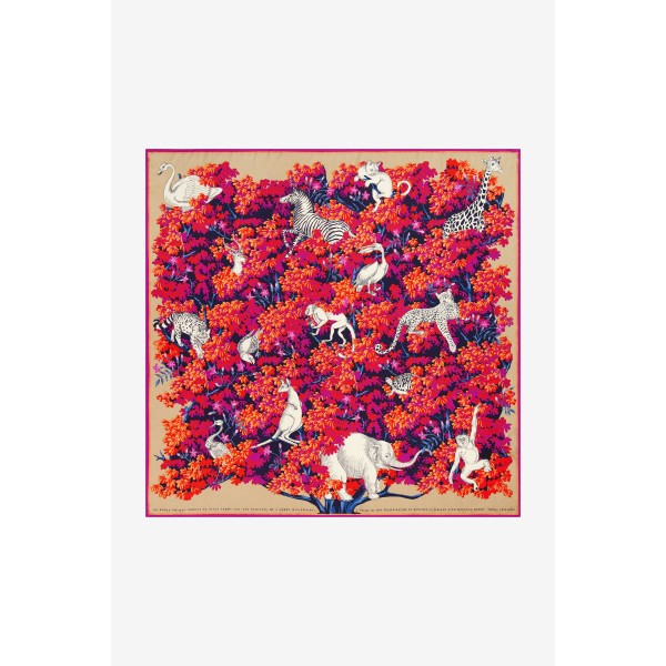 Inoui Editions šilko ir modalo skara BESTIAIRE FUCHSIA